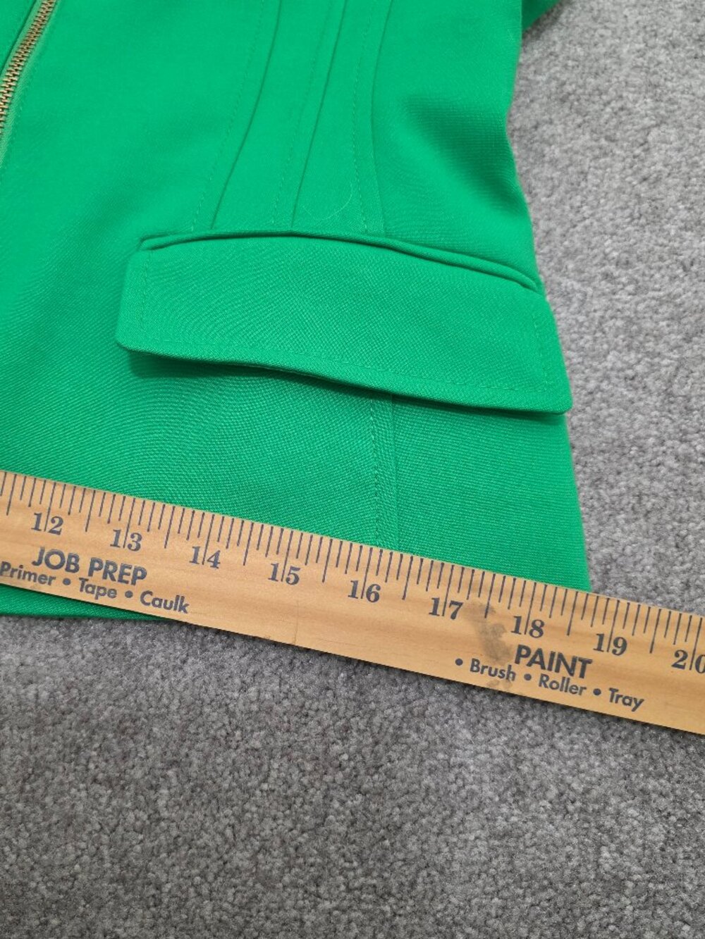 KAREN MILLEN NWT Kelly Green Blazer Size 6 Tailored 2-Way Zip Silver Hardware - Picture 12 of 15